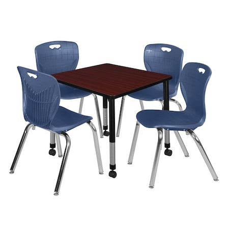 Regency Tables > Height Adjustable > Square Mobile Table & Chair Sets, 30 W, 30 L, 23-34 H, Mahogany TB3030MHAPCBK40NV